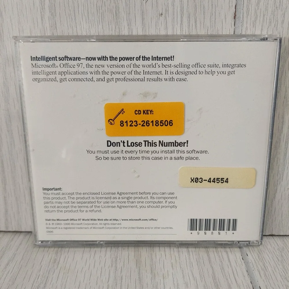 Microsoft Office 97 Standard Edition Windows 95 NT PC CD-ROM with Key Vintage